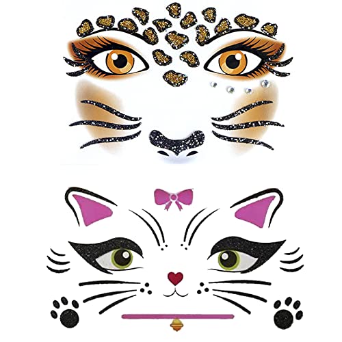 Animal Face Stickers - Leopard Cat Design (2 Sheets)