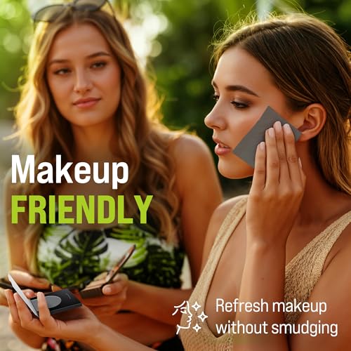 Natural Oil Blotting Sheets for Face with Bamboo Charcoal - 4pk/400 Makeup Friendly Oil Absorbing Sheets for Face - Blotting Papers for Oily Skin - Perfect for Keeping in Purse - Oil Control Film