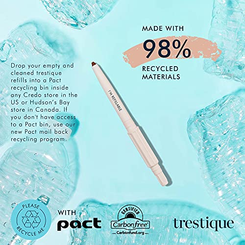 TRE'STIQUE trestique Eyeliner, Refillable Long Lasting Eyeliner Pencil With Built-In Smudger And Sharpener, Clean Beauty Eye Pencil, Sustainable