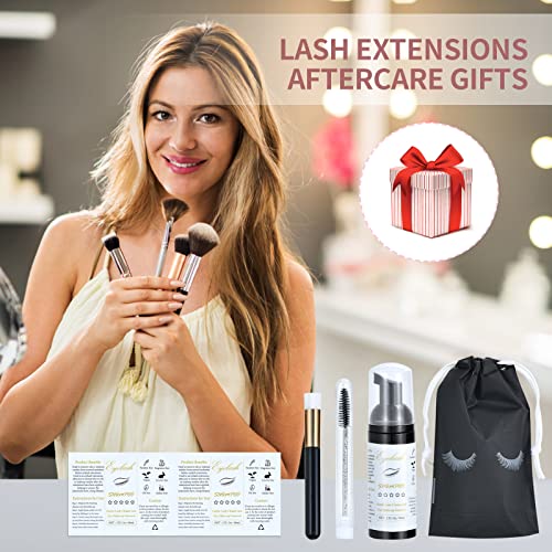 100 Pcs Lash Shampoo Bottle Brushes Set 20 Empty Foam Pump Dispensers 20 Label Stickers 20 Mascara Wands and Tubes 20 Cleansing Brush 20 Bag for Eyelash Extensions Aftercare(Black)