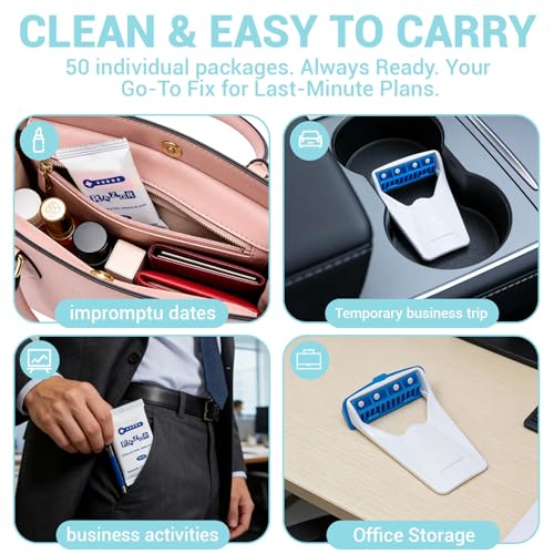 50Pcs Men's Portable shaving Disposable Prep Razors, Individually Package Protection Cover Easy to Carry Stainless Steel Single Blade Professional Dry/Wet for Hotel Gym Summer Travel (BLUE)