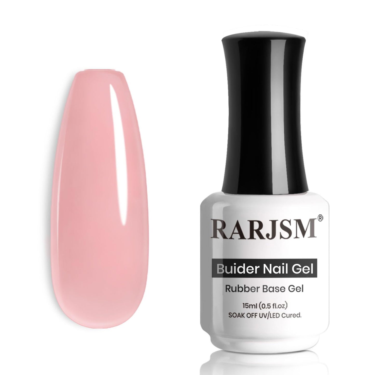 RARJSM Rubber Base Coat Gel Polish Nude Rose Pink Skin Tone Rubber Base Gel for Nails Natural Nude Color French Manicure Extend Gel Soak Off Curing Requires Single Bottle 15ml Salon Home DIY Use