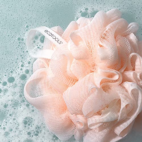 EcoTools Delicate EcoPouf Bath Sponge, Made With Recycled Materials, Exfoliating Bath Pouf, Loofah for Shower & Bath, In Assorted Colors, Green, White, Pink, and Gray, Perfect for Men & Women, 6 Count