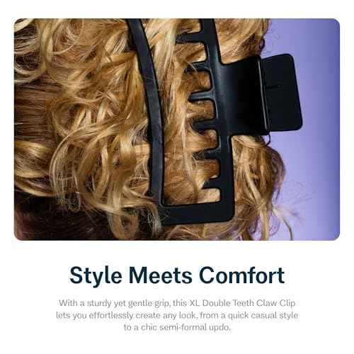 Gimme Beauty XL Rectangle Claw Clip Duo - Hair Clips with Velvet-Like Finish for All Hair Types - Non-Slip, Firm-Hold Daily Wear Accessory - Women¡¯s Claw Clip Set - Black