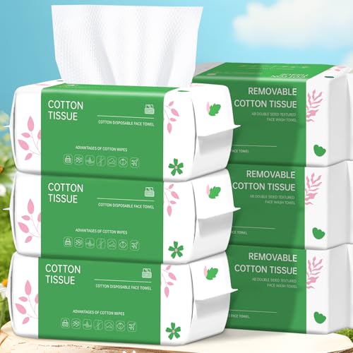 Disposable Face Towel, 600 Count Biodegradable Face Towels, for Washing Soft Cotton Dry Wipes Facial Cloths Towelettes for Washing and Drying