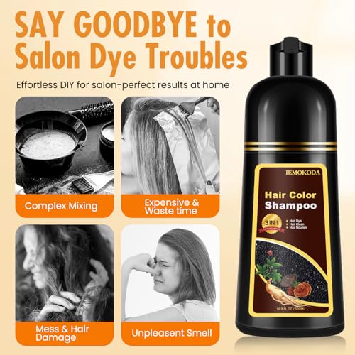 Fedulili Dark Red Wine Hair Dye Shampoo for Gray Hair, 17.5 Fl Oz, Natural Color, Salon & Home Use, Dark Wine Red Variation