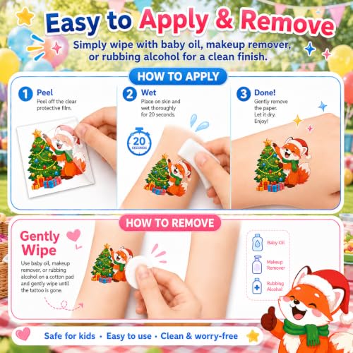 96pc Fox Temporary Tattoos for Kids | Waterproof Party Favors