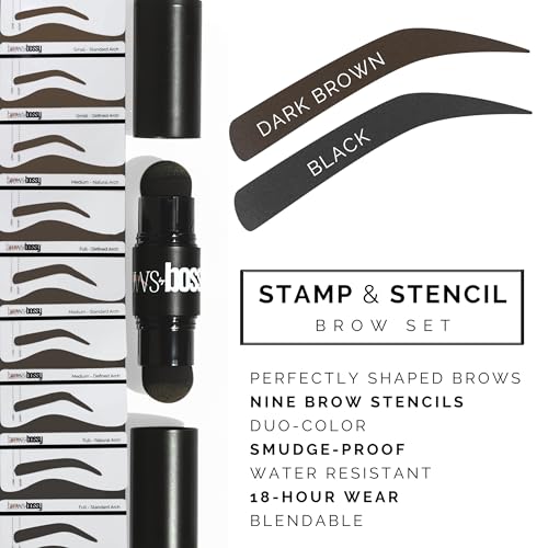 Dual-Color Eyebrow Stamp Stencil Kit with 9 Reusable Stencils