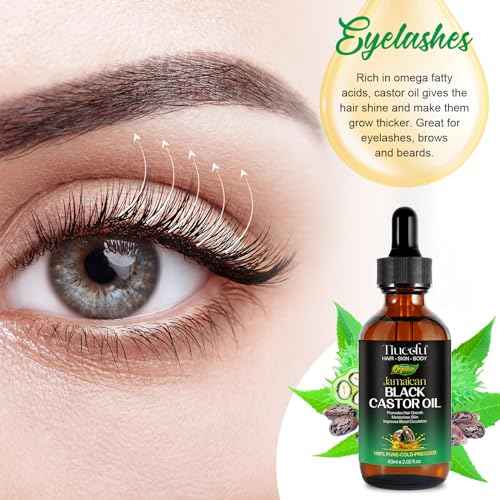Tiuedu 2PCS Jamaican Black Castor Oil for Hair Growth,Thicker Eyelashes & Eyebrows,Castor Oil for Face,Body & Skin,100% Pure Cold Pressed Black Castor Oil,Hair Nourishing Oil