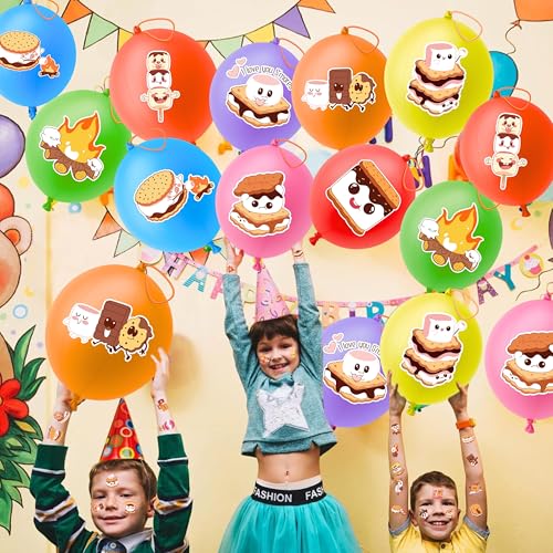 S'Mores Party Favors Pack - 72 Piece Set with Tattoos & Balloons