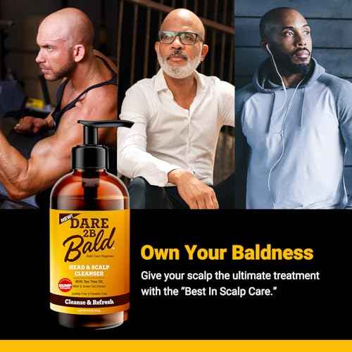 high time Dare 2B Bald Head & Scalp Cleanser | Bald Head Moisturizer for Men | Bald Head Care Regimen | with Tea Tree Oil, Mint & Green Tea Extract - 8 FL OZ
