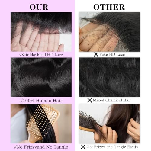 26 Inch Body Wave Human Hair Wig - 13x6 HD Lace Front, 220 Density