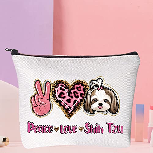 WZMPA Funny Shih Tzu Cosmetic Bag Shih Tzu Lover Gift Peace Love Shih Tzu Makeup Zipper Pouch Bag Dog Lover Gift (Peace Love Shih Tzu)