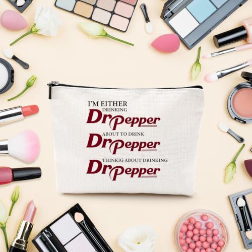 LONGXIN Dr Pepper Themed Makeup Bag - Large 9x7in with Color 1553, Travel Toiletry Organizer