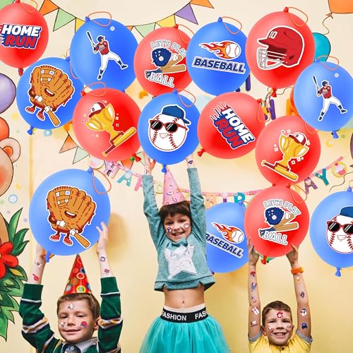 Baseball Party Favors Pack - 72 Pieces with Punch Balloons & Tattoos