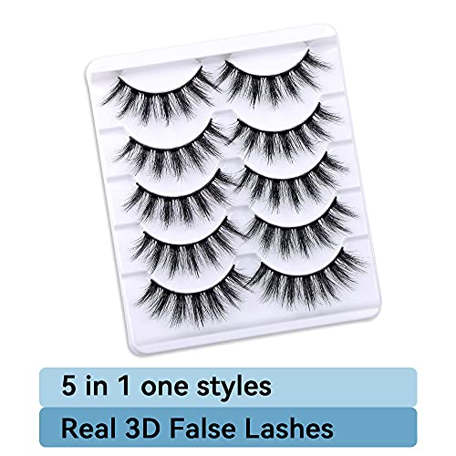 3D Faux Mink Lashes 18mm - 5 Pairs Fluffy False Eyelashes