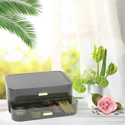 Makeup Organizer Drawers Stackable, Bathroom Vanity Organizers and Storage, Great for Cosmetics, skincare, Lipsticks, Nail Care (Green,1 Drawer)