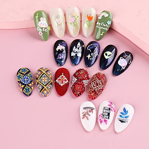 Nail Art Stickers 3D Retro Style Nail Decals Self Adhesive Nail Supplies Flower Totem Nail Stickers for Women Manicure Decoration DIY Nail Art Design