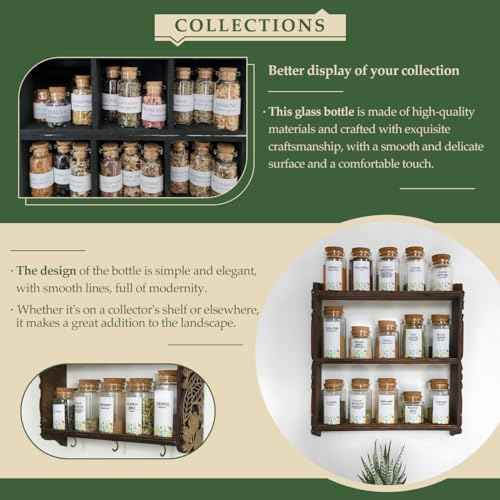 JIUYUE 55 pcs 20 ml Glass Bottle Cork Mini,Jars with Cork Lids (0.7 oz-1.18x1.97 inch)