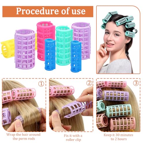 36-Piece Self Grip Plastic Hair Roller Set, 5 Sizes