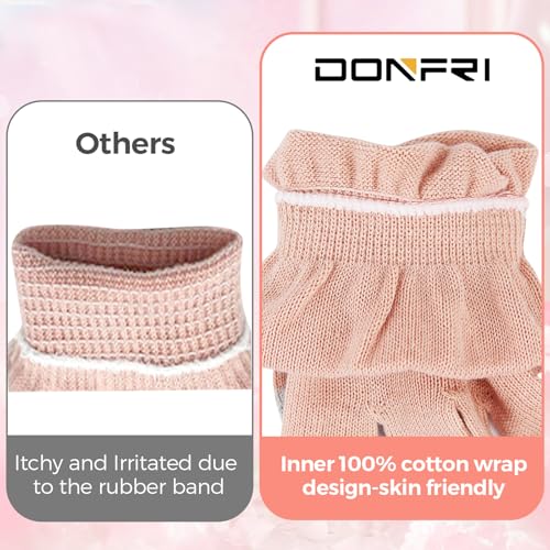 Donfri Touchscreen Cotton Moisturizing Overnight Gloves - 2 Pairs, Pink (M)