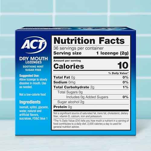 Act Dry Mouth Lozenges with Xylitol, Soothes, Moisturizes & Freshens, Soothing Mint, Value Size, 36 ct., 2 pk