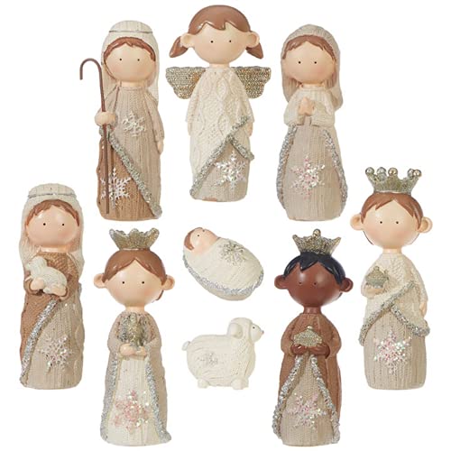 RAZ Imports - 4.5" Faux Knit Christmas Nativity Set of 9 Pieces