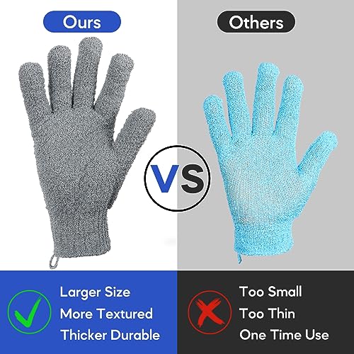 Extra Large Exfoliating Gloves 8 Pack for Big Hands - Double-Sided Shower Scrubbers