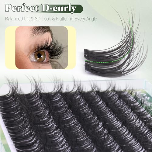 Natural Wispy Lash Clusters with Clear Band - D-Curl 10-16mm