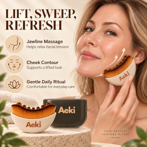 Aeki Lymphatic Contour Face Brush 2 Pack - Gentle Sculpting & Puffiness Reduction