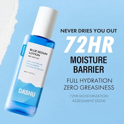 DASHU Blue Sedum Lotion | Korean Day & Night Face Lotion Barrier Repair Moisturizer, 8 Hyaluronic Acids 5.07 fl oz