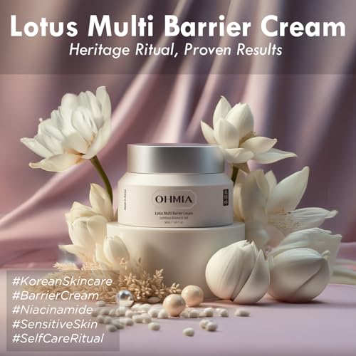 Korean Anti-Aging & Firming Face Moisturizer - Lotus Multi Barrier Cream with Niacinamide & Rice - Soothing for Sensitive Skin - Fragrance-Free - 1.69 fl oz
