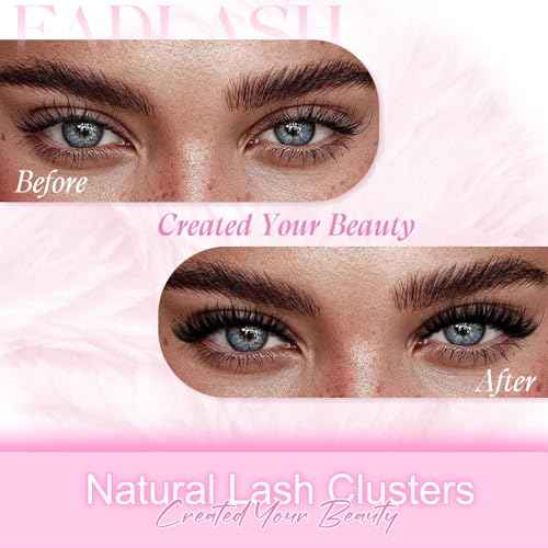 FADLASH DIY Lash Clusters Individual Eyeslash Extensions 40D Volume Eyelash Clusters Soft Band Wispy Natural Eyelash Extension Large Tray (40D-0.07-D, 8-16mm)