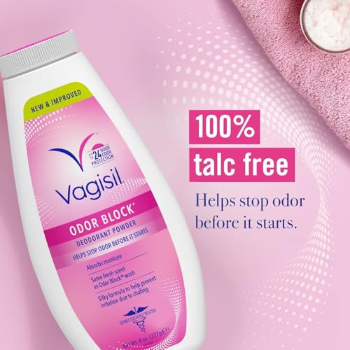 Vagisil Odor Block Deodorant Powder for Women - Talc-Free, 8 oz Pack of 1