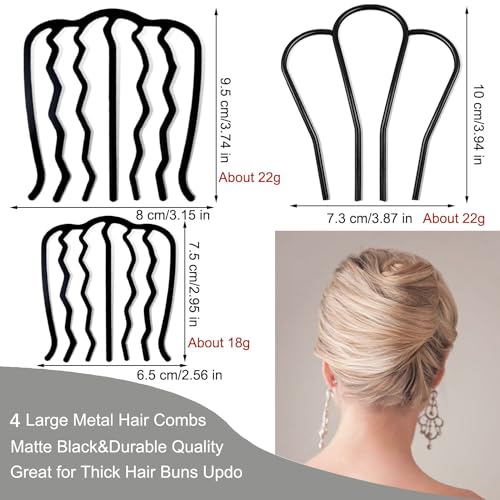 8-Piece Hair Side Combs Set - French Twist & Bun Styling