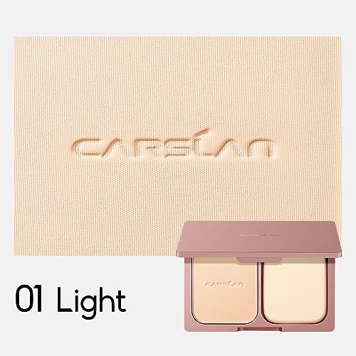 CARSLAN Oil Control Pressed Setting Powder Compact, 12H Longlasting Translucent Powder Makeup, Waterproof Face Powder, 01 LIGHT, 0.28Oz