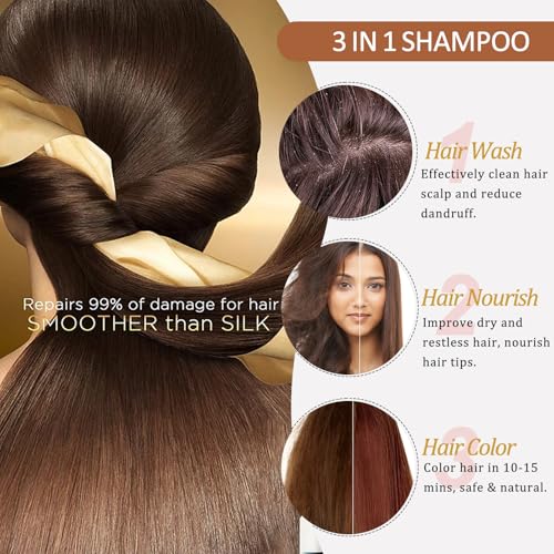 Yocisku Dark Wine Red Hair Dye Shampoo 3-in-1 for Men & Women