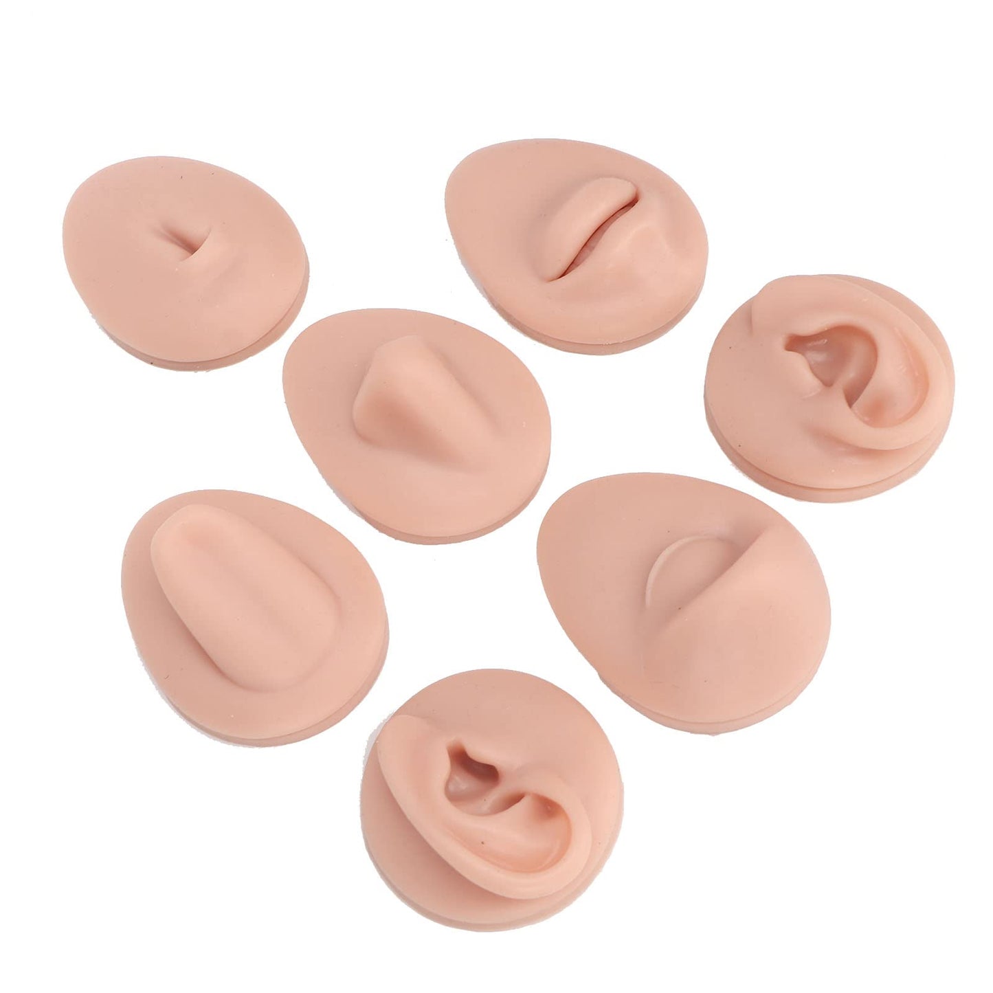 Soft Silicone Flexible Model Body Part Displays Set, Silicone Tongue Mouth Navel Ear Model for Piercing Practice and Jewelry Display Acupuncture Teaching Tool, Education (Medium
