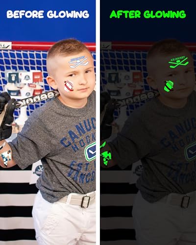 Glow in Dark Hockey Temporary Tattoos 168pc Party Favors