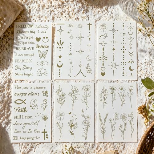 Semi-Permanent Flower Tattoos - 6 Sheets, 85 Designs, 2-Week Lasting