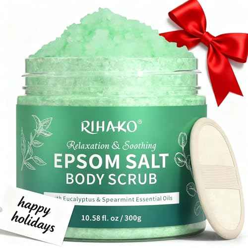 Eucalyptus Epsom Salt Body Scrub,Exfoliating detox body scrub,Relax & Relief with Eucalyptus & Spearmint Essential Oils, Deeply Nourishes for Smooth, Radiant Skin,Relaxation Spa Gifts