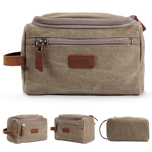 Canvas Dopp Kit Bag for Men - Water-Resistant Travel Toiletry Organizer