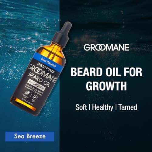 Red by Kiss Groomane Beard Oil, Rosemary Oil & Biotin, Promotes Full, Healthy Look Beard Strengthen Facial Hair, Reduces Breakage (3 fl.oz, Sea Breeze)