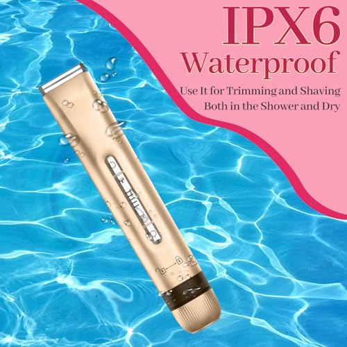 Bikini Trimmer for Women£¬2 in 1 Electric Shaver Dual Head Bikini Trimmer for Women IPX7 Waterproof Body Hair Trimmer and Facial Hair Remover for Bikini Leg Arm Body Face, Rose Gold 003