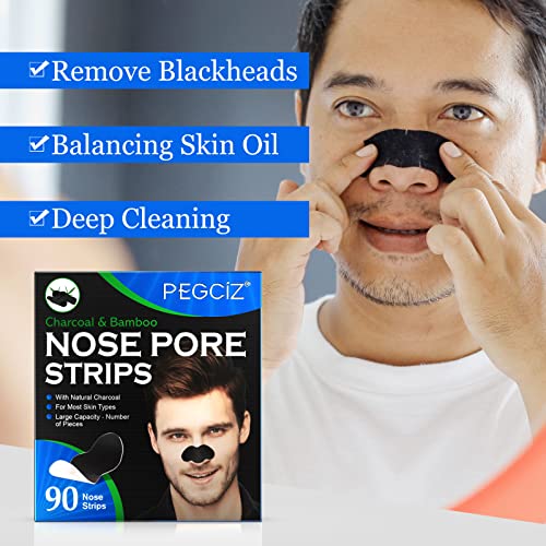 AGETITY Nose Strips, 90 Pcs Nose Blackhead Remover Strips, Pore Strips for Blackheads, Blackhead Removal Deep Cleansing Nose Pore Strips for Men