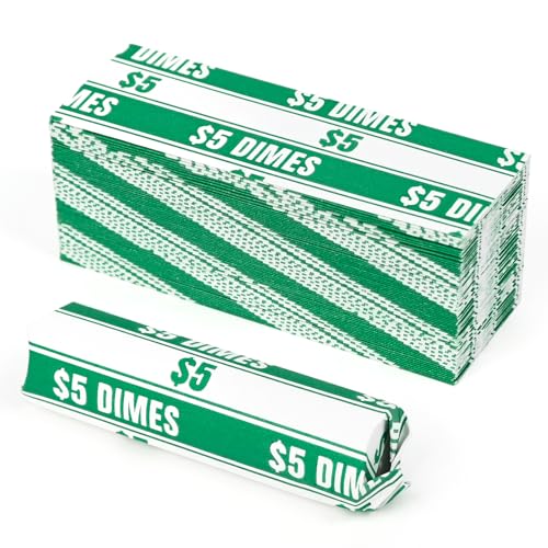 THEBLUETOUCH 100 pcs White Kraft Flat Coin Wrappers for Dimes - 100 Dimes Only