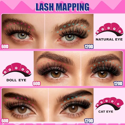 Lash Clusters Kit 60D 120D D Curl Fluffy False Eyelashes
