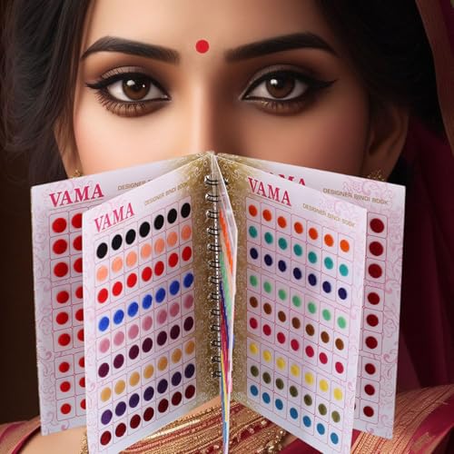 VAMA Premium Velvet Bindi Book - 504 Multicolor Medium Bindis