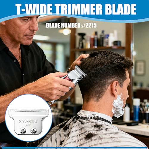 2215 Adjustable Zero-Gap T Blade Replacement for Wahl 5 Star Detailer Li Trimmer Models 8081/8171 (Silver-2PCS)