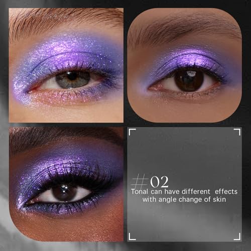 Noerrors Marble Holographic Glitter Eyeshadow Palette, Purple Blue Half Magic Multichrome Sparkly Metallic Cream Eye Shadow, Pigmented Sombras Para Ojos Smooth Long Wear Iridescent Shimmer Eye Makeup